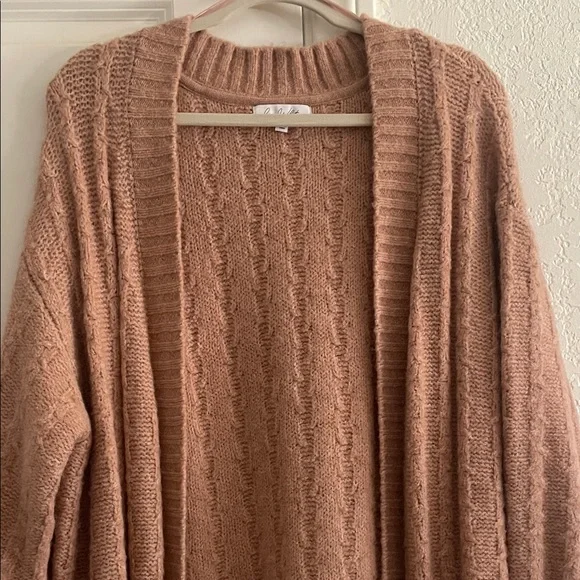 Elegant Brown Cable Knit Cardigan